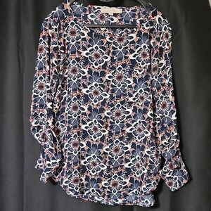 LOFT Navy, Pink, And White Floral Womens Blouse